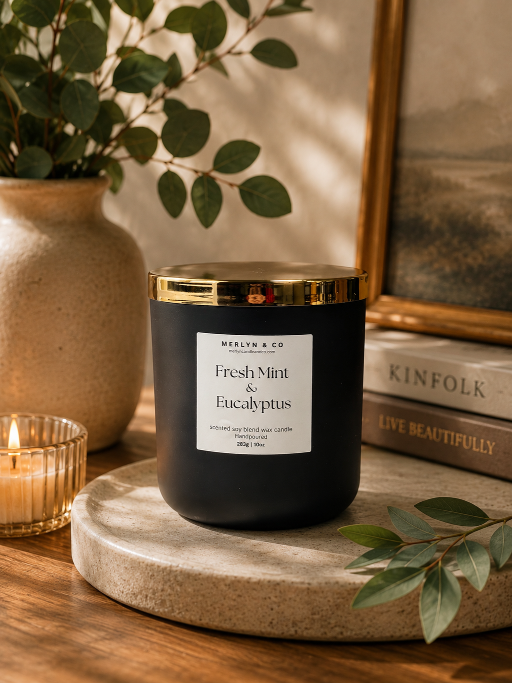 Fresh Mint + Eucalyptus cotton wick 10 oz