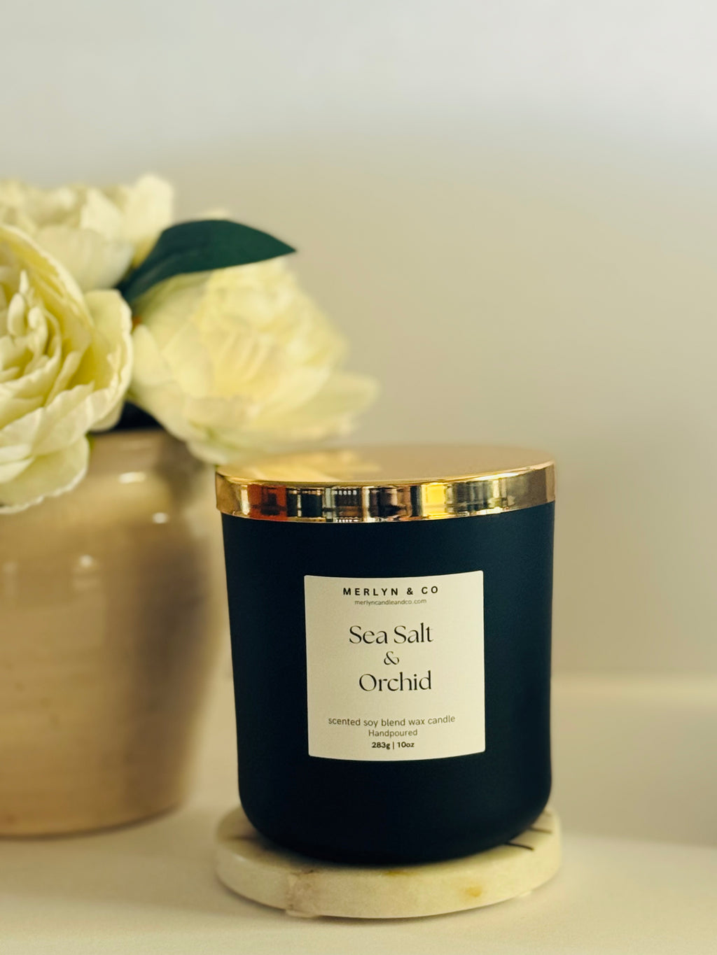 Sea Salt + orchid  cotton wick 10 oz