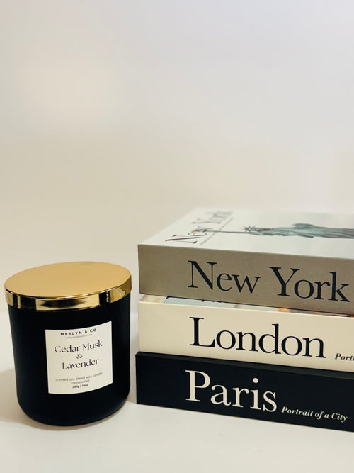 Cedar Musk + Lavender  cotton wick 10 oz