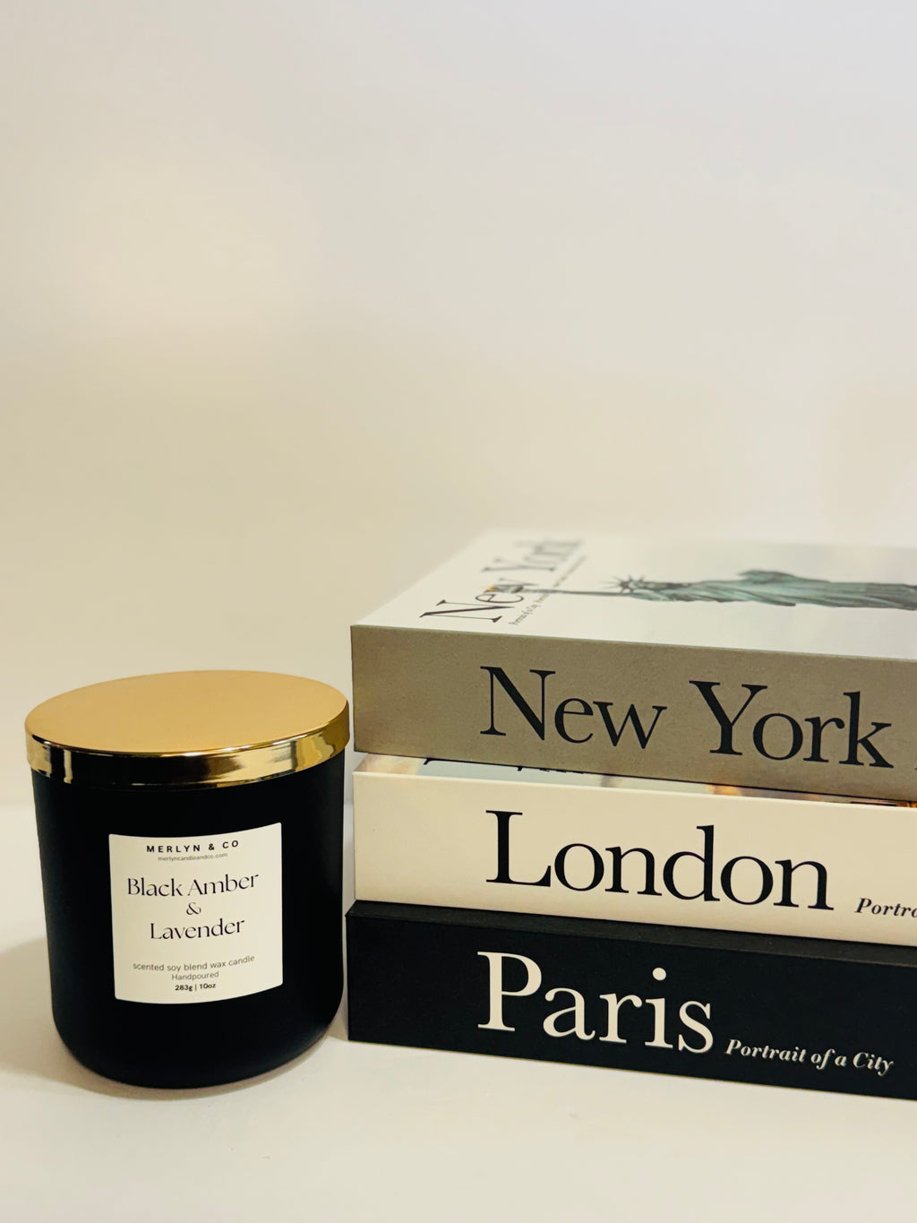 Black Amber + Lavender  cotton wick 10 oz